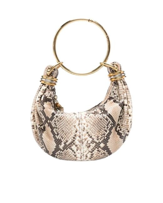 Chloé Multicolor Snakeskin-Effect Ring-Handle Clutch Bag