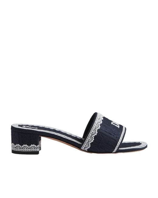 Dior Blue Dentelle Heeled Slide
