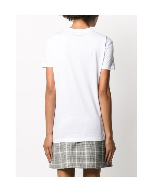 Emporio Armani White Portrait Print T-Shirt