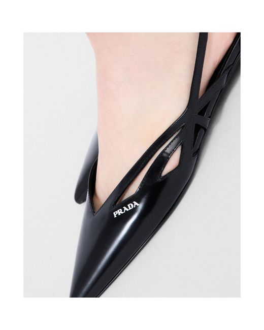 Prada Black Pointed-Toe Cut-Out Detailed Ballerinas