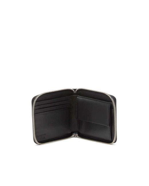 DIESEL Black 3D Bifold Zip-Around Wallet for men