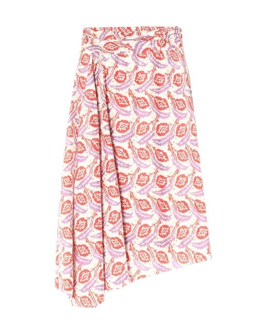 Isabel Marant Red Floral-Print Asymmetric Skirt