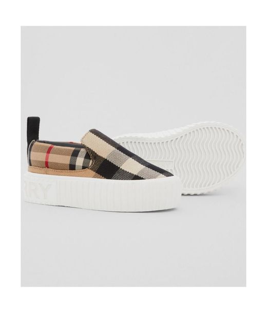 Burberry Brown Check-Pattern Slip-On Trainers