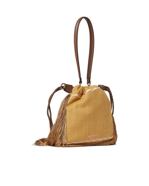 Etro Metallic Kalispera Embroidered Fringe Shoulder Bag
