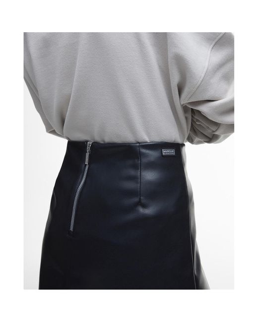 Barbour Black Peyton Faux-Leather Mini Skirt