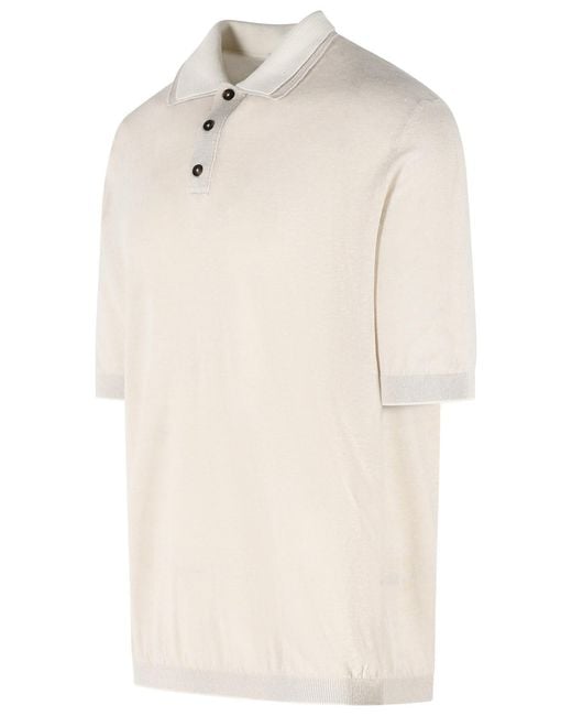 Eleventy White Double-Layer Collar Polo Shirt for men