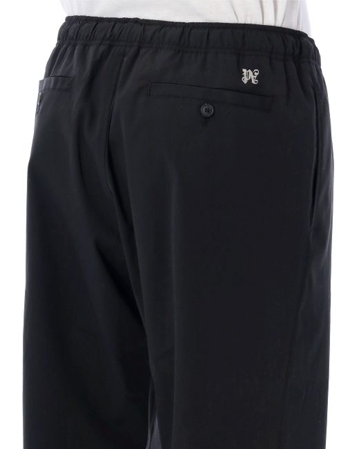 Palm Angels Black Logo Embroidered Drawstring Pants for men