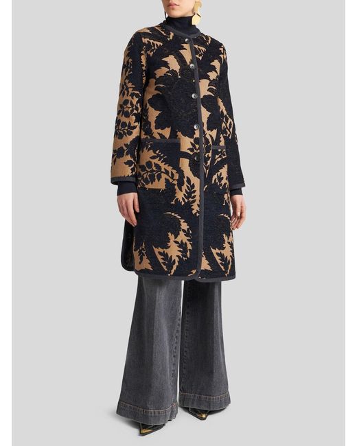 Etro Black Reversible Chenille Jacquard Coat