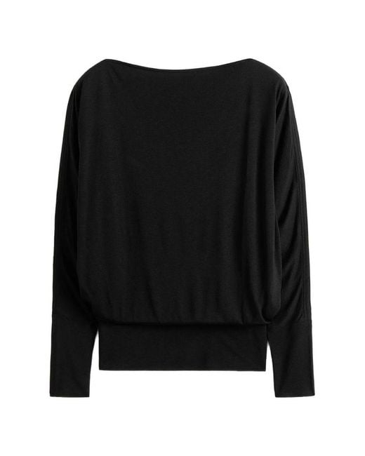 Totême  Black Totême Drop Shoulder Boat Neck Top