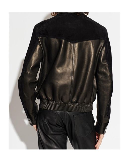 Versace Black Zip-Up Leather Jacket for men