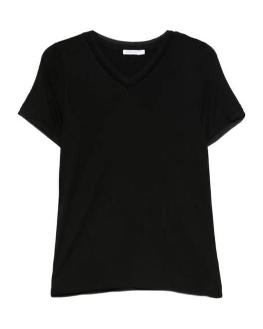 Patrizia Pepe Black V-Neck Short-Sleeved T-Shirt
