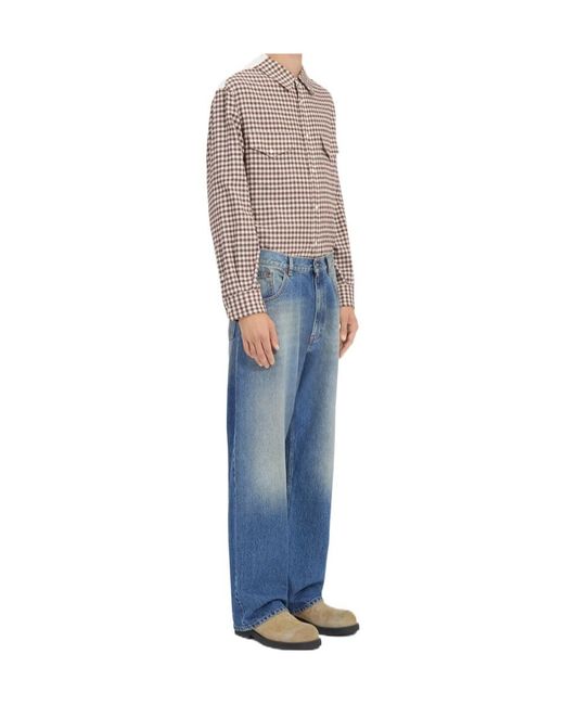 MM6 by Maison Margiela Blue Logo Patch Straight-Leg Jeans for men