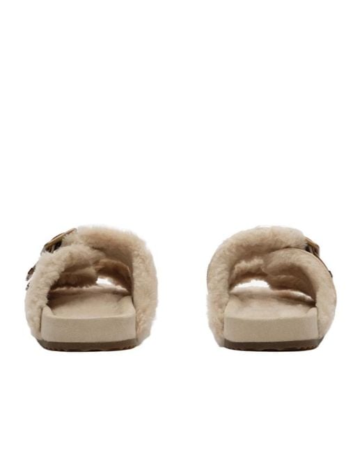 Burberry Brown Check Shearling Urchin Sandals