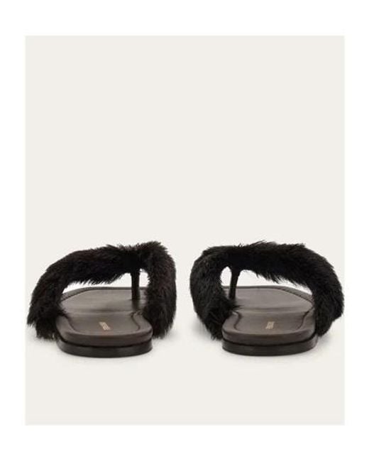Ferragamo Multicolor Ferragamo Fur Detail Thong Sandals