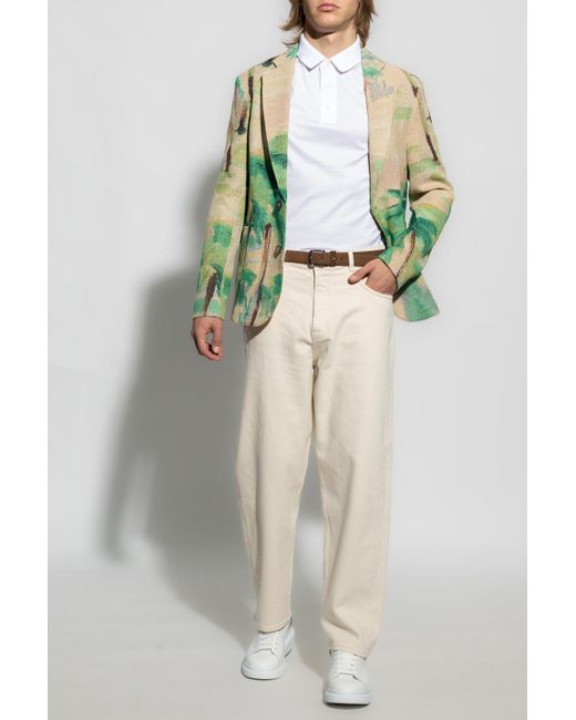 Emporio Armani Green All-Over Print Blazer for men