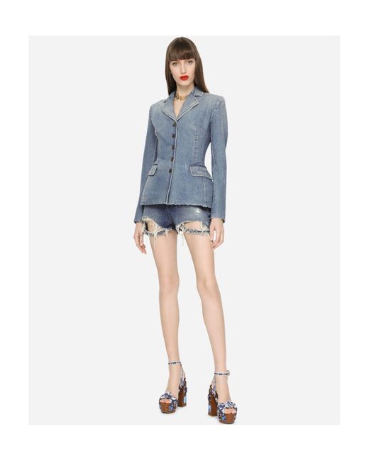 Dolce & Gabbana Blue High Waisted Denim Shorts