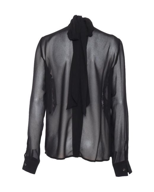 P.A.R.O.S.H. Black P.A.R.O..H. Scarf Detailed High-Neck Blouse