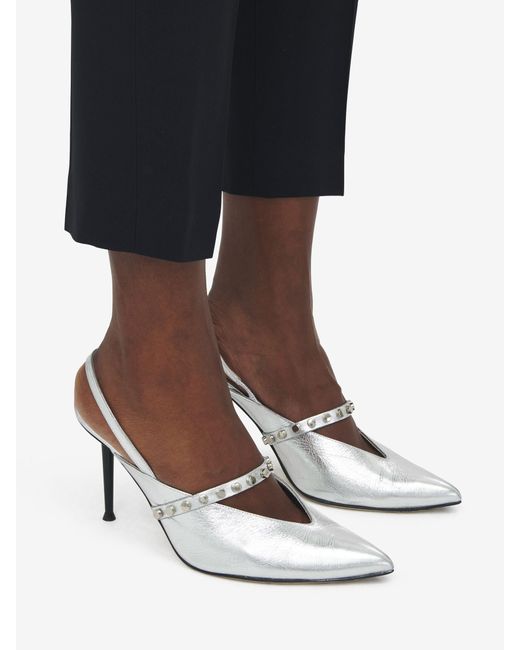 McQueen White Revel Slingback Pumps