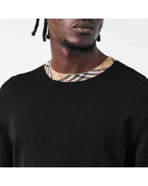 Burberry Blue Crew Neck Long-Sleeve Knit Sweater for men