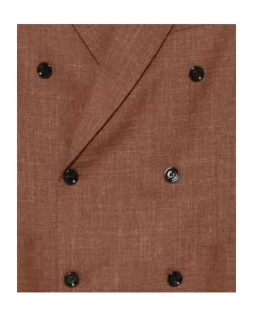 Lardini Brown Double-Breasted Peak-Lapel Jacket for men