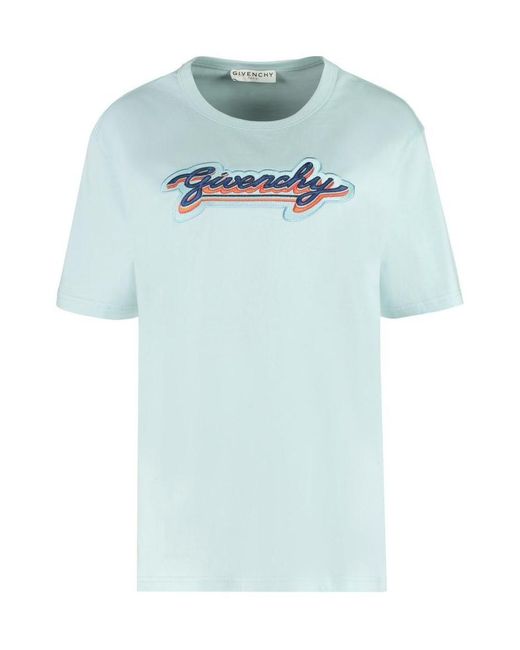 Givenchy Blue Embroidered Logo T-Shirt