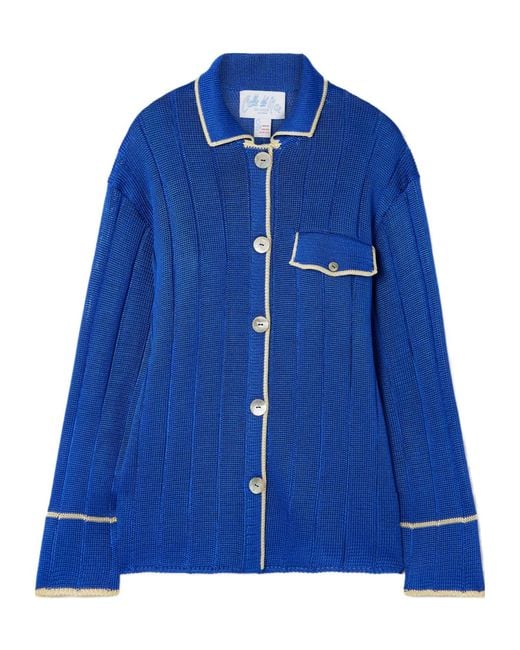 Calle Del Mar Blue Ribbed Knit Shirt