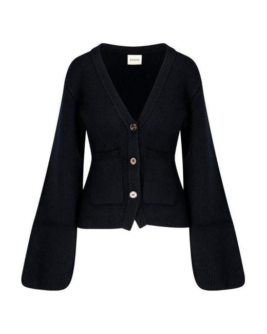 Khaite Black Scarlett V-Neck Knitted Cardigan