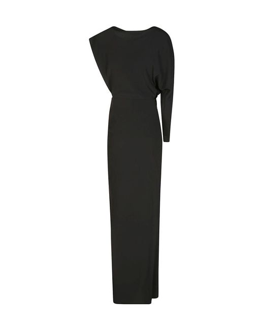 RED Valentino Black One-Word Shoulder Asymmetrical Design Dress