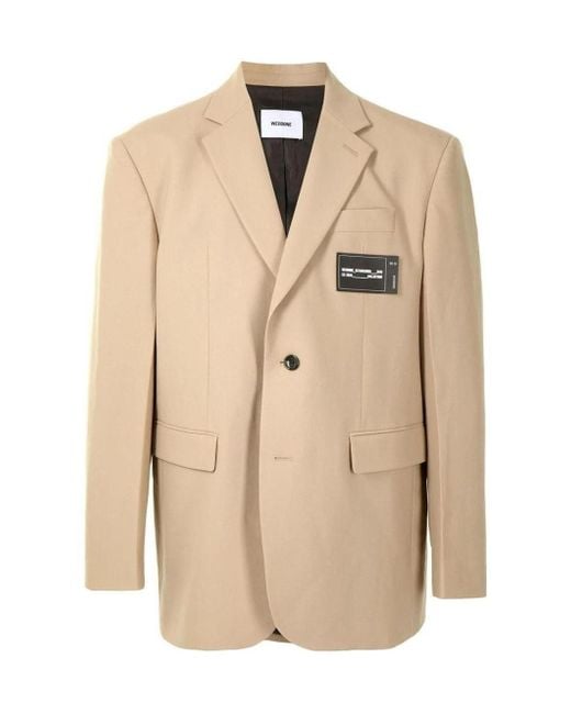 we11done Natural Logo-Patch Single-Breasted Blazer for men