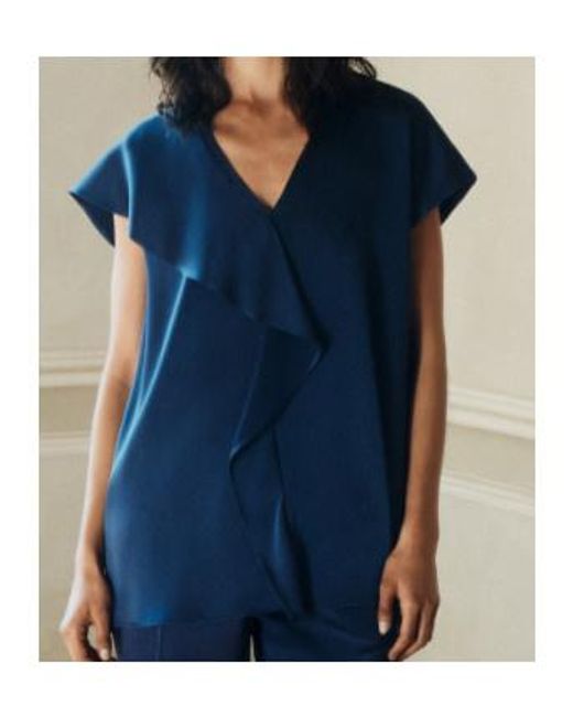 Marella Blue Sleeveless Ruffle Top
