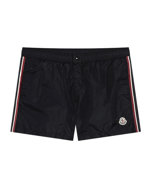 Moncler Black Side Stripe Swim Shorts for men