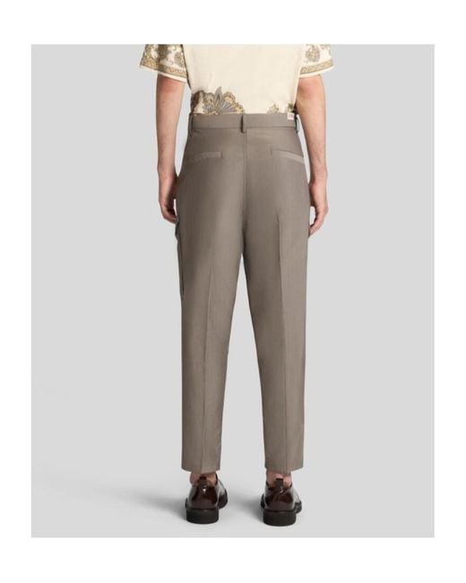 Etro Gray Logo-Patch Cargo Trousers for men