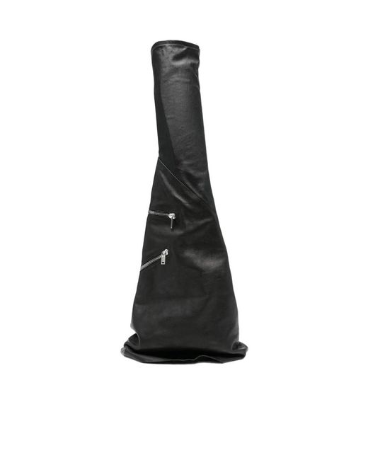 Rick Owens Black Cargo Fetish Sneaks Calf Leather Knee-High Boots