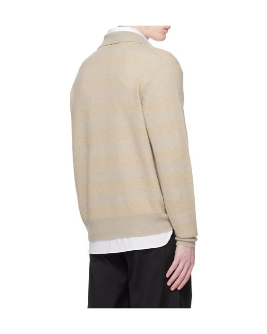 Ssstein Natural Striped Long-Sleeve Polo for men