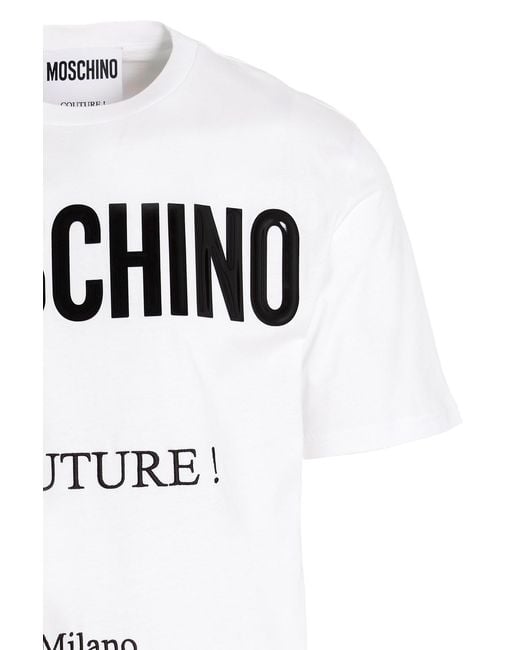 Moschino White Logo-Print Organic Cotton T-Shirt for men