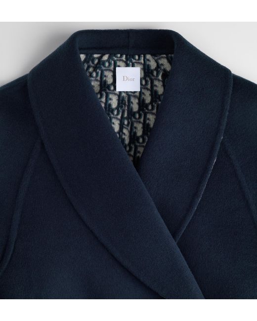 Dior Blue Belted Cropped Double-Breasted Peacoat