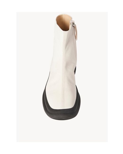 The Row Natural Logo Square-Toed Short Boots