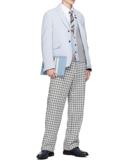 Thom Browne Blue 4-Bar Detailed Clutch Bag for men
