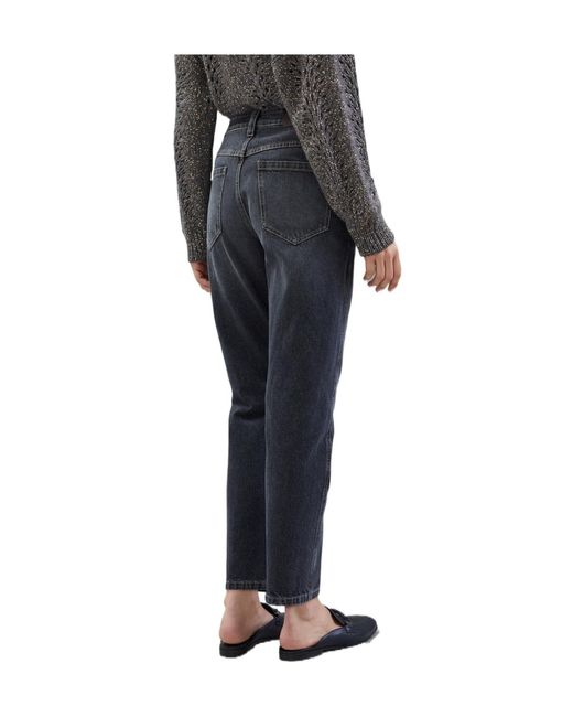 Brunello Cucinelli Blue Logo Patch Straight Leg Jeans