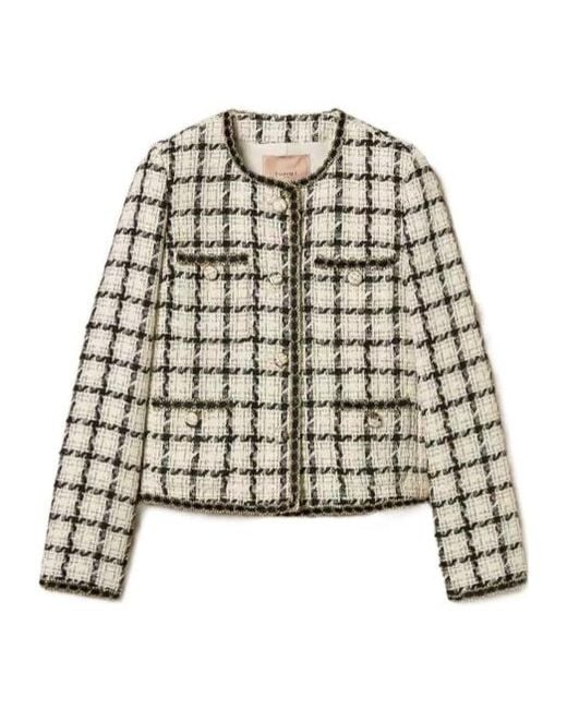 Twinset Multicolor Checked Bouclé Jacket