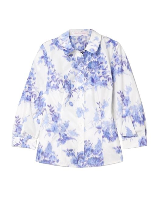 Carolina Herrera Blue Floral Print Shirt
