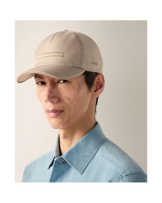 Zegna Multicolor Light Taupe Microfiber Motorin Baseball Cap for men