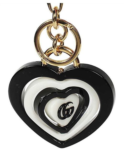 Gucci Black Double G Heart-Shaped Key Chain