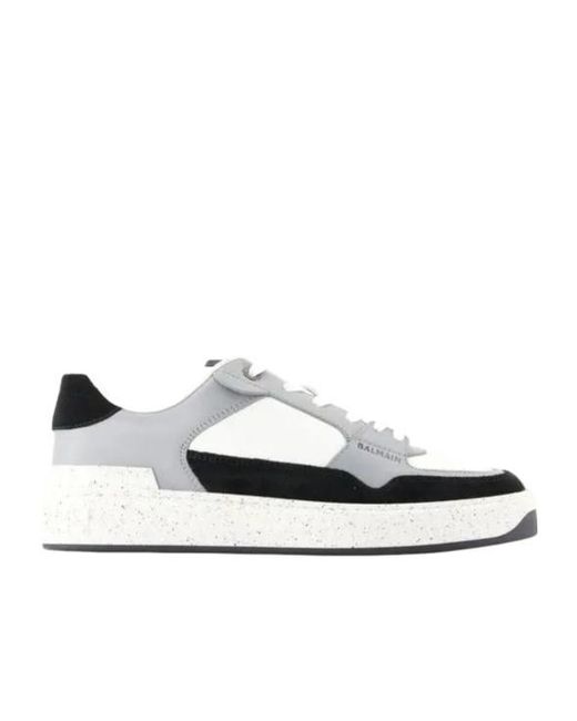 Balmain White Panelled B-Court Flip Sneakers for men