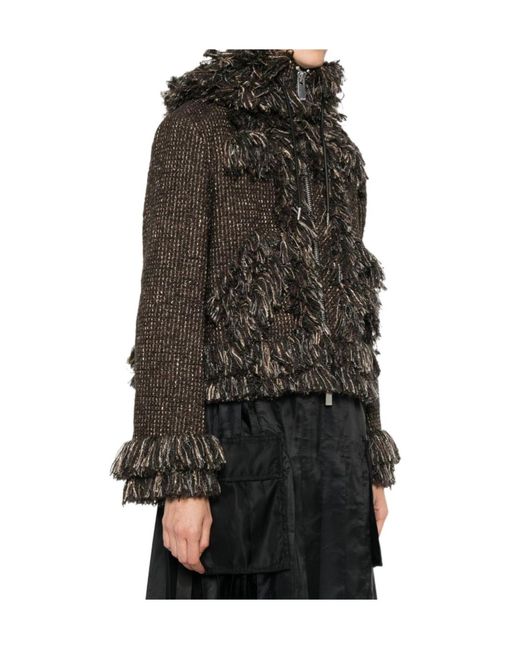 Sacai Multicolor Fringe-Trimmed Hooded Jacket