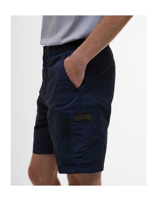 Barbour Blue Raised-Logo Shorts for men