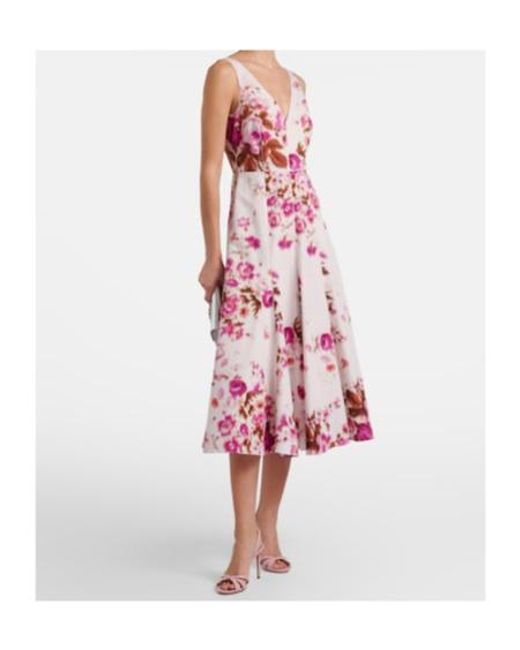 Erdem Pink Floral Cotton Poplin Cocktail Dress