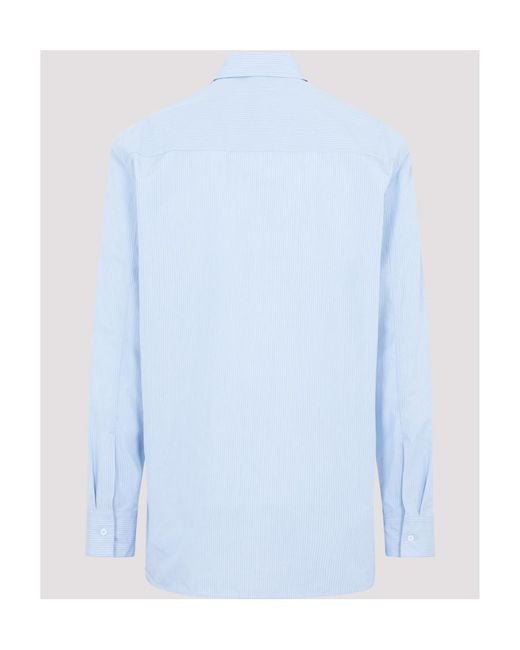 Jil Sander Blue Pinstriped Long-Sleeved Shirt for men