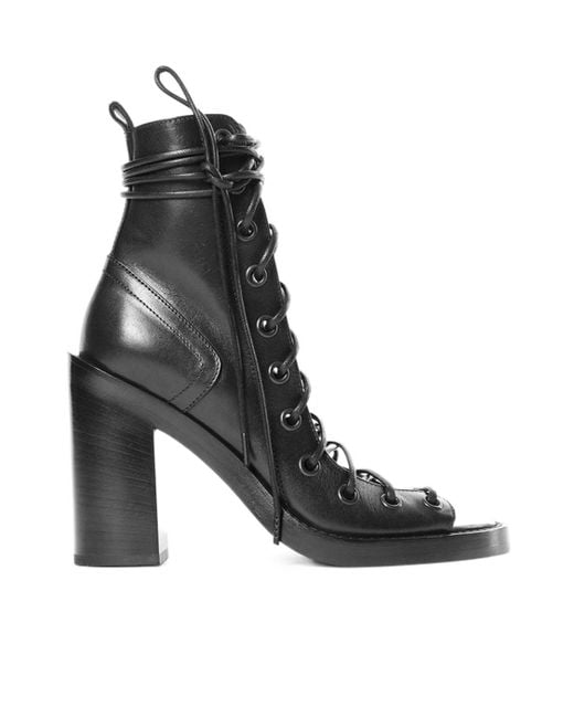 Ann Demeulemeester Black Bernardina Lace-Up Sandals