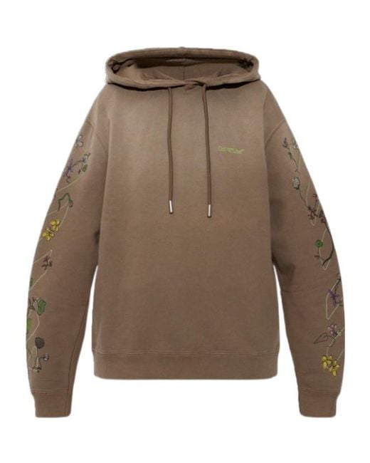Off-White c/o Virgil Abloh Natural Floral Embroidered Hoodie